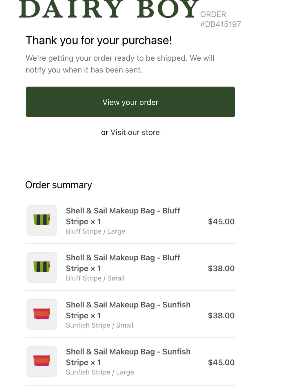 Dairy Boy Lime & Blue Striped Cosmetic Pouches Set of two - Picture 2 of 2